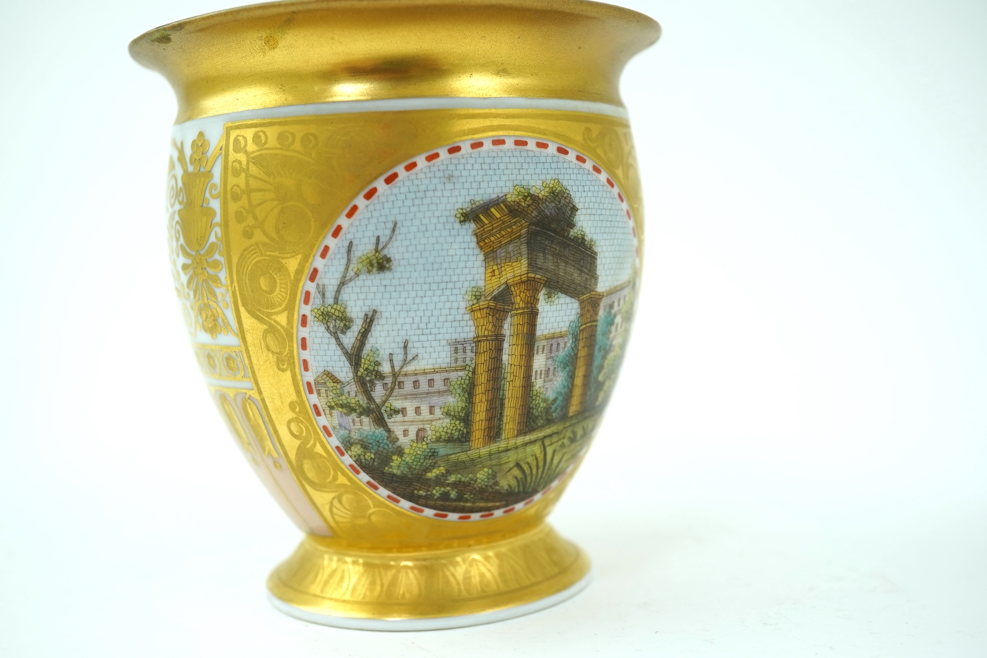 A KPM Berlin imitation micro-mosaic cabinet cup, c.1817-23